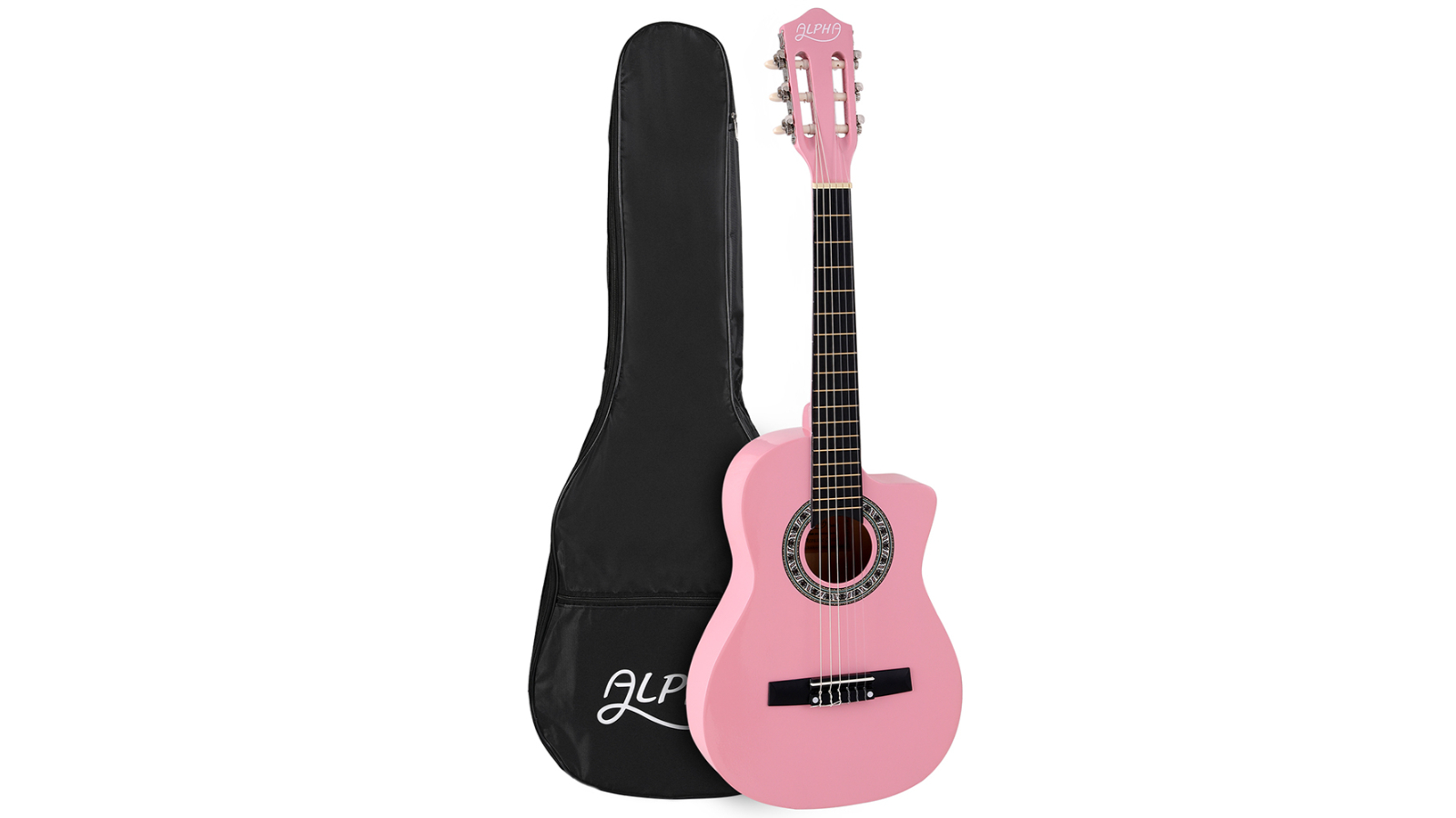 Alpha 34inch Wooden Body Nylon String Classical Guitar - Pink