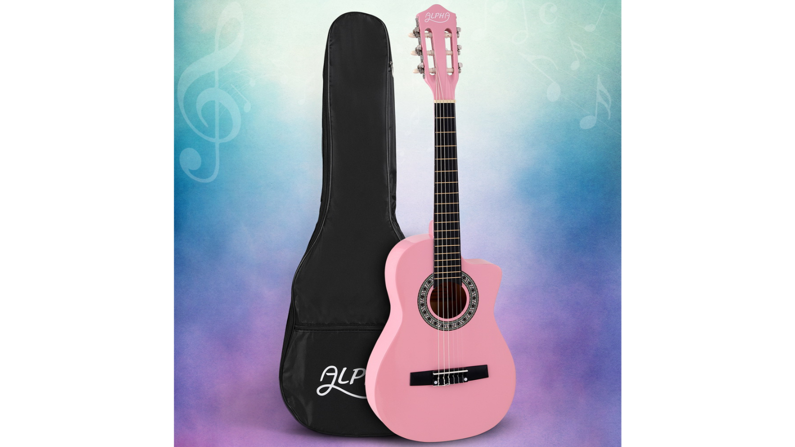 Alpha 34inch Wooden Body Nylon String Classical Guitar - Pink | Harvey ...