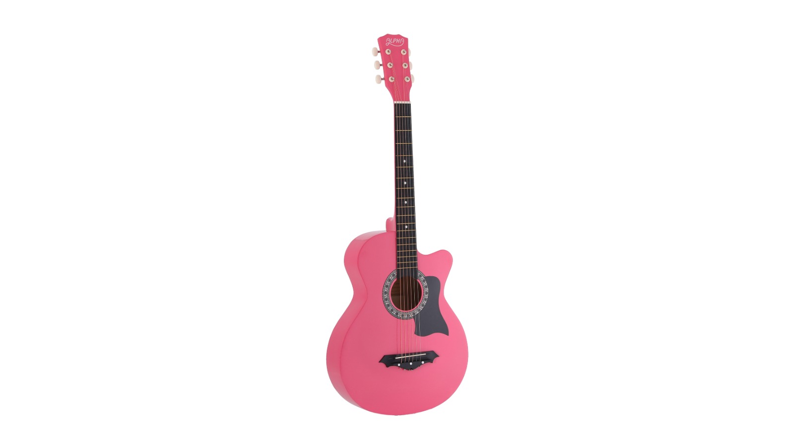 Alpha 38inch Folk Cutaway Acoustic Guitar with Carry Bag - Pink