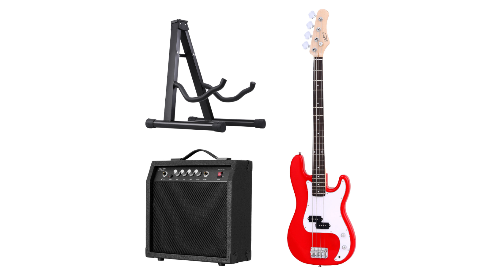 Alpha 40W Amplifier and Stand with 47-inch Electric Base Guitar Set