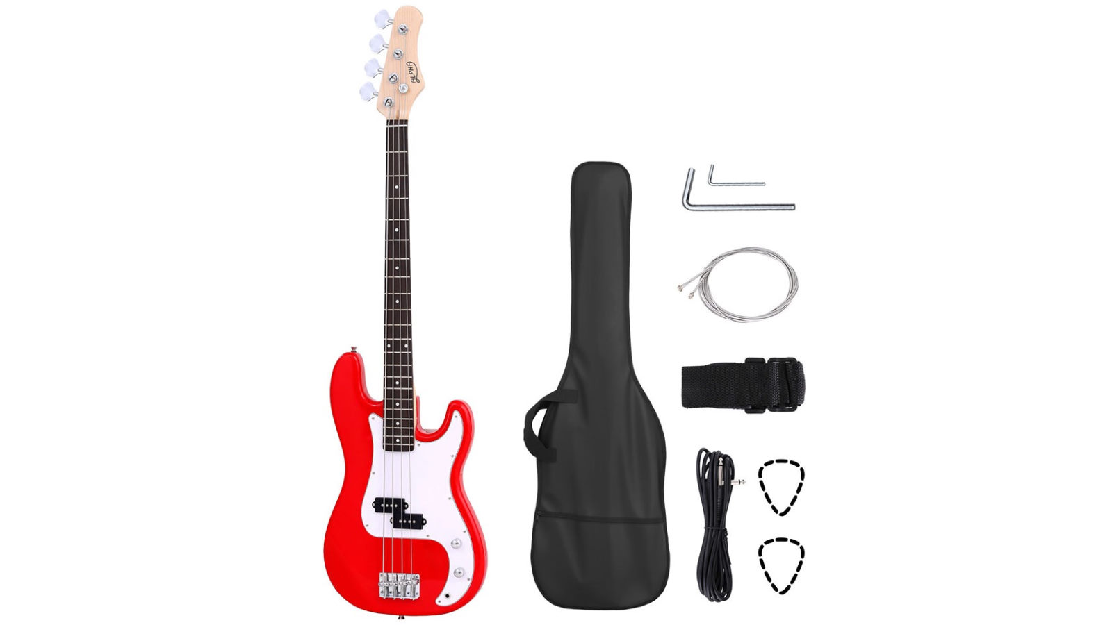 Alpha Electric Guitar Bass  47-Inch - Red