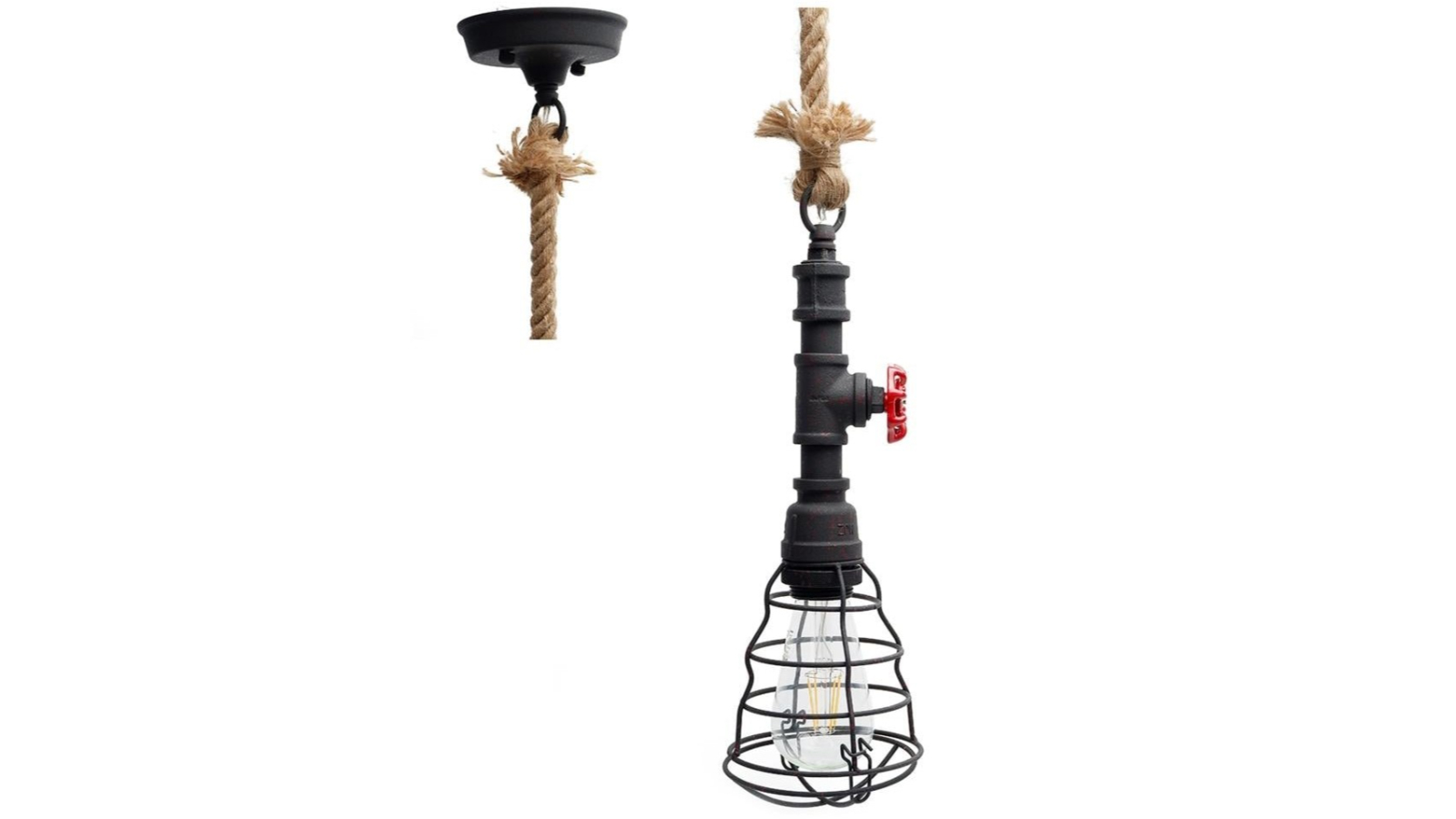 Luminea Gunner Metal Industrial Hanging Pendant Lamp - Rusty