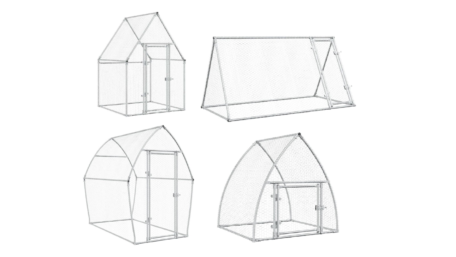 vidaXL Silver Galvanised Steel Chicken Cage