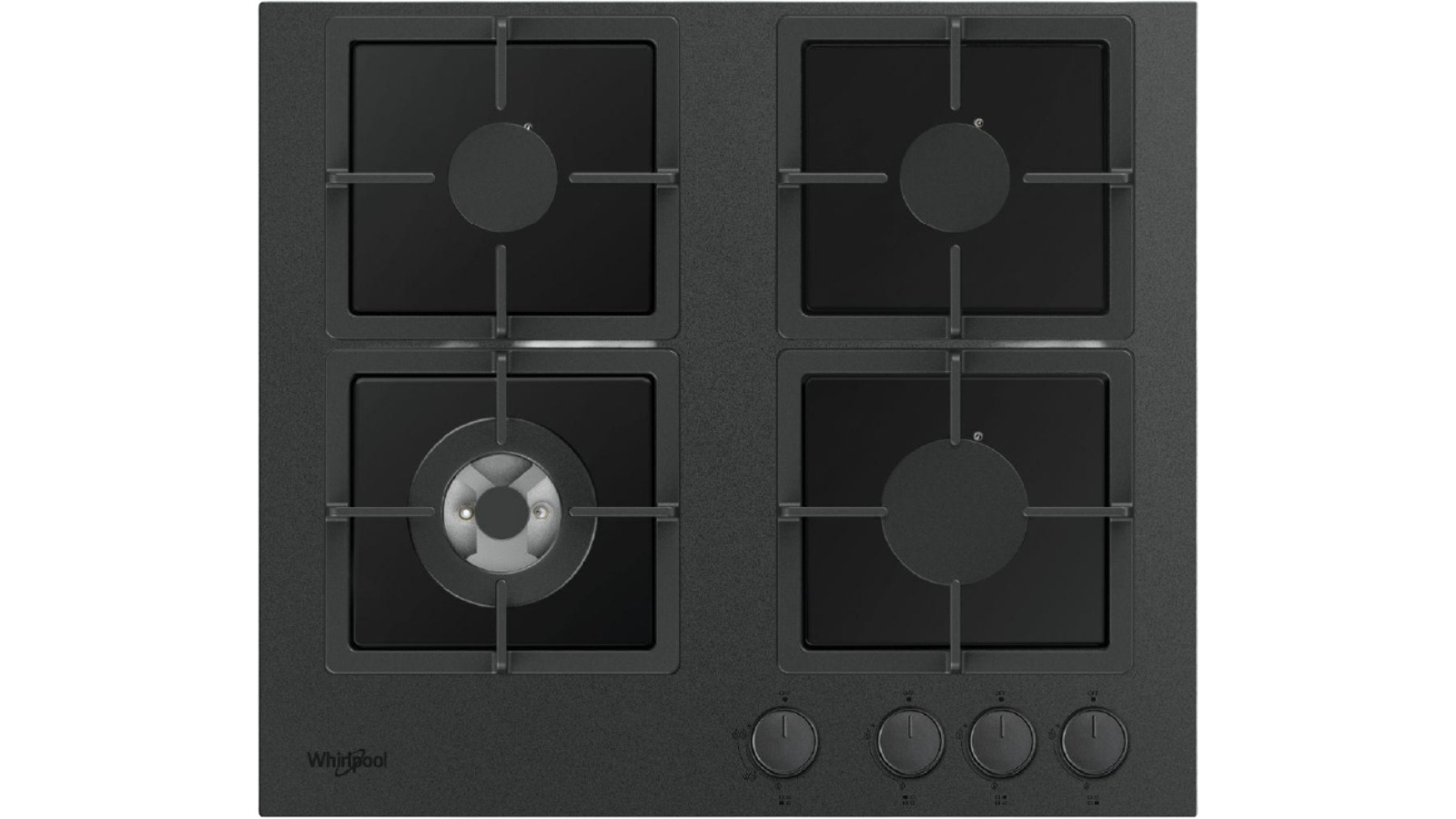 Whirlpool 60cm 4-Burner Ceramic Glass Gas Cooktop - Matte Black