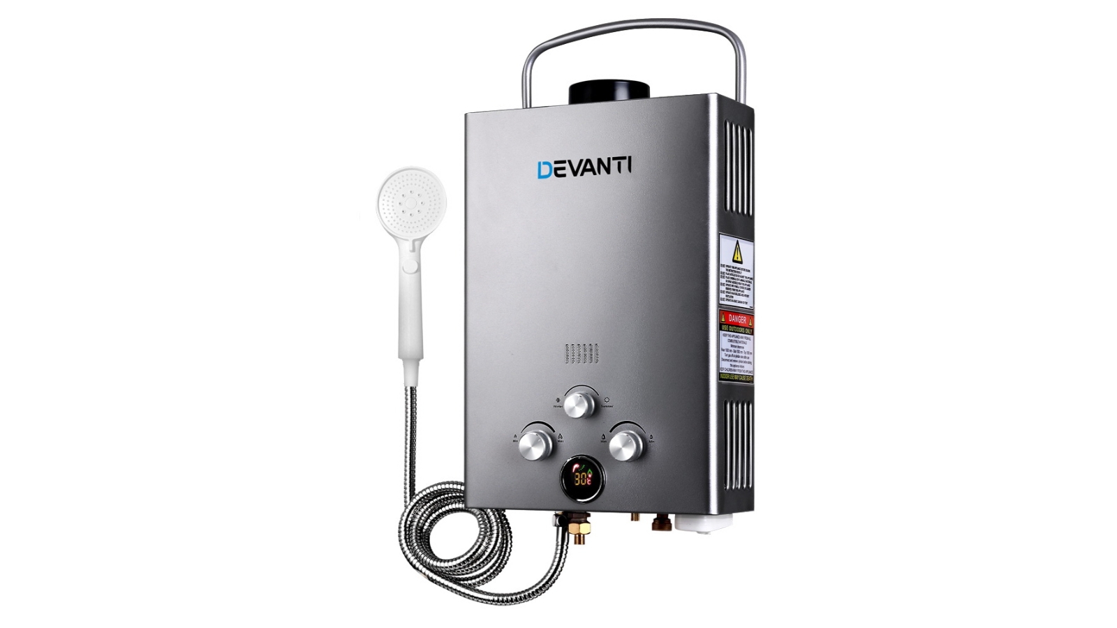 Devanti Portable Gas Water Heater LPG System - Grey
