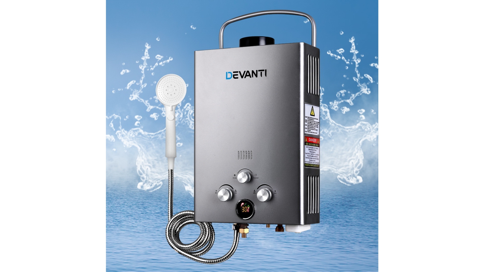 Devanti Portable Gas 8L Hot Water and Shower | Harvey Norman