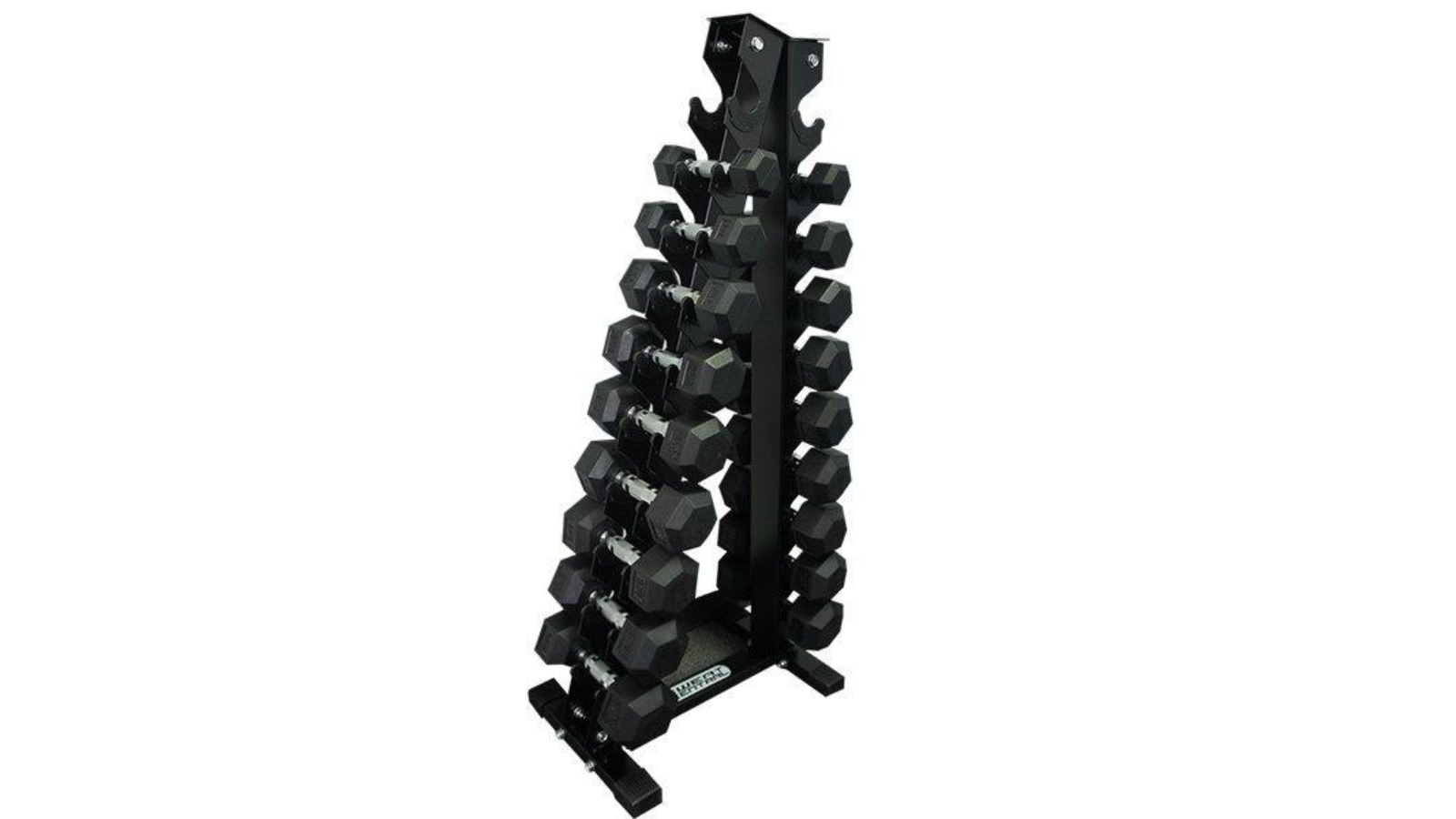Sweat Central Rubber Hex Dumbbells and Vertical Storage Rack Tree ...
