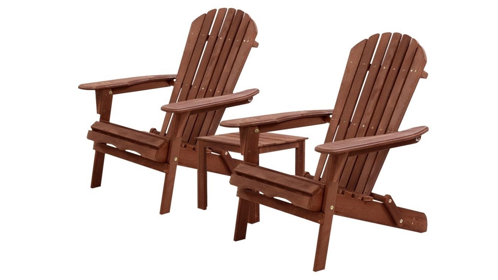 Gardeon Outdoor Wooden 3 Piece Chairs Table set - Brown