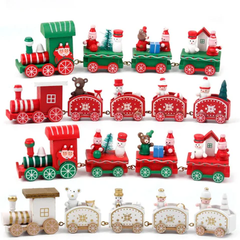 NNEOBA Rustic Wooden Train Christmas Ornament Festive Merry Christmas Decoration