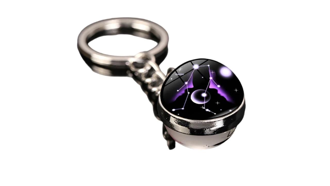 NNEOBA 12 Starry Sky Luminous New Constellation Glass Ball Keychain 