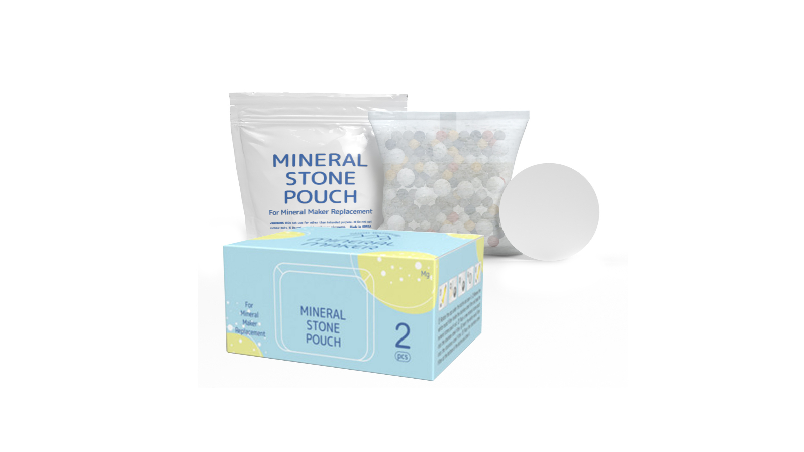 Mineral Maker 2 Piece ReplacementAlkaline Stone Pouch Water Filter Pad Ceramic Balls