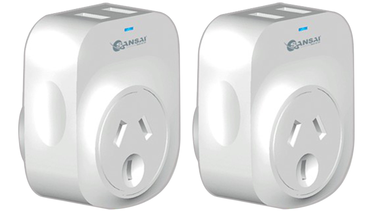 Sansai 2 Pack UK Travel Adapter with 2x USB Charging Outlets