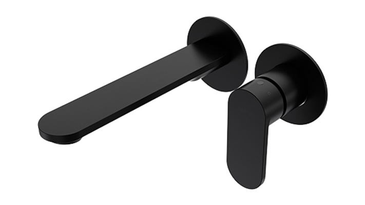Parisi ABC II Wall Mixer with 190mm Spout & Individual Flanges - Matte Black