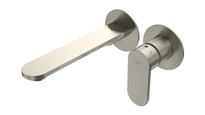 Parisi ABC II Wall Mixer with 190mm Spout & Individual Flanges - Brushed Nickel