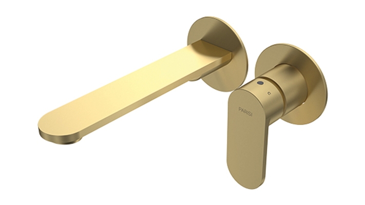Parisi ABC II Wall Mixer with 190mm Spout & Individual Flanges - Brushed Brass