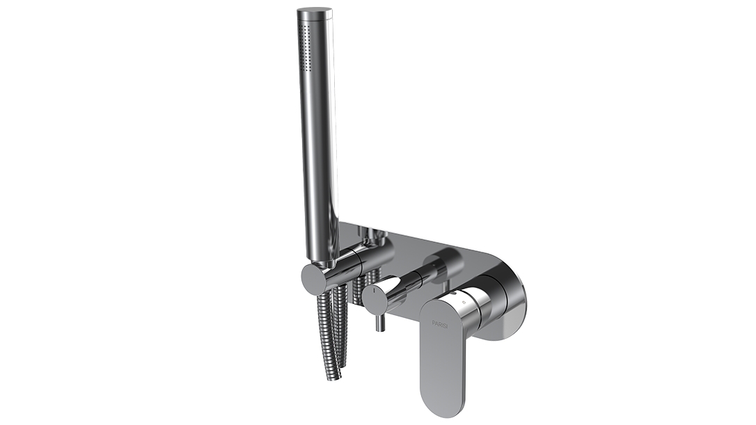 Parisi ABC II Wall Mixer with 2 Way Diverter and Hand Shower - Chrome