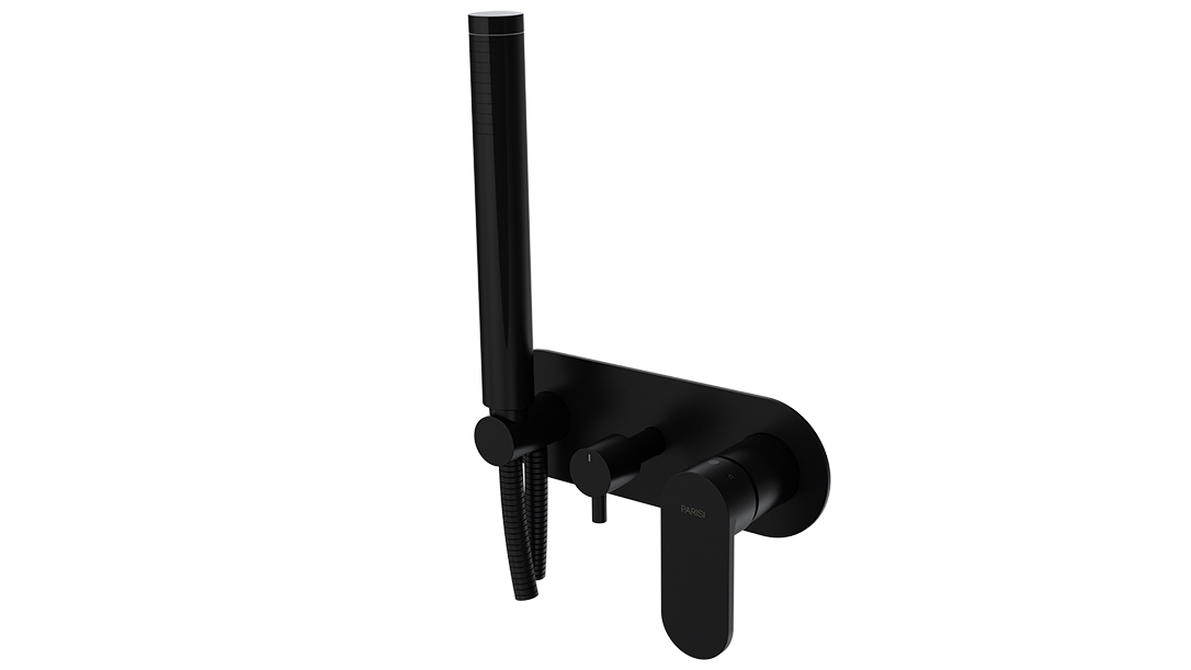 Parisi ABC II Wall Mixer with 2 Way Diverter and Hand Shower - Matte Black