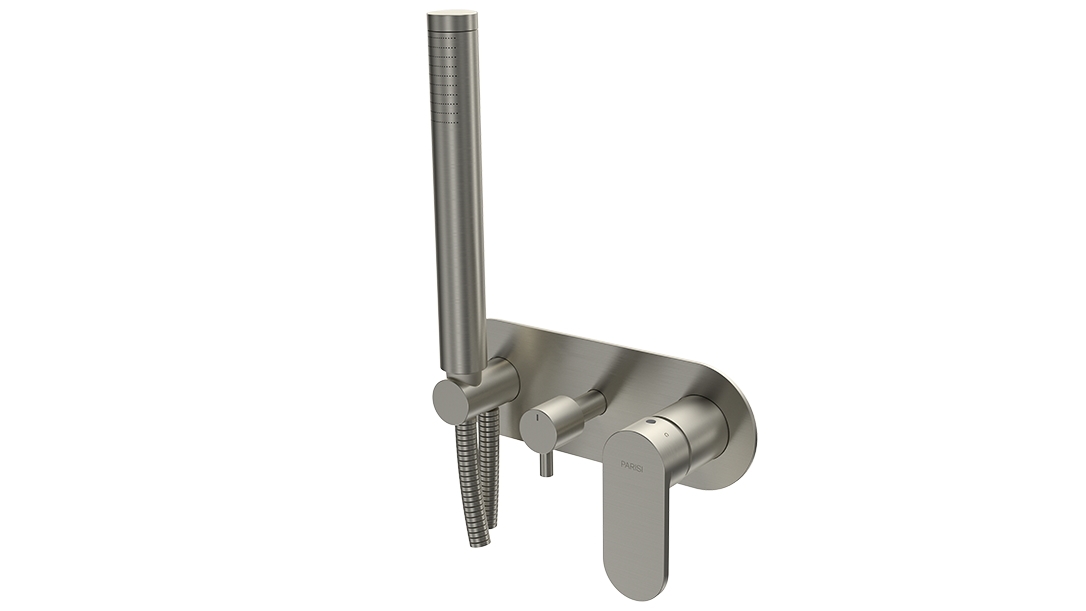 Parisi ABC II Wall Mixer with 2 Way Diverter and Hand Shower - Brushed Nickel