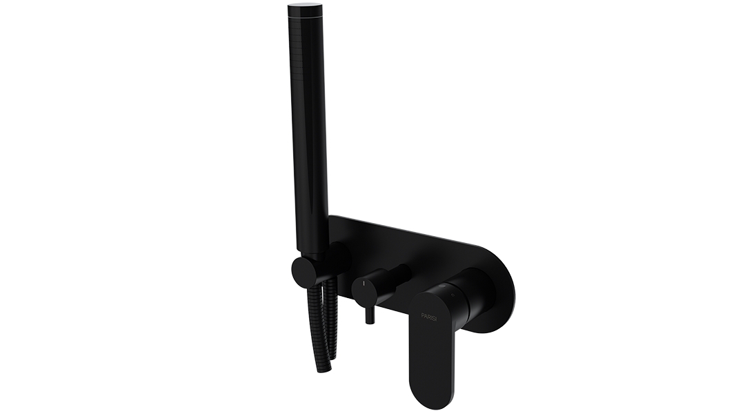 Parisi ABC II Wall Mixer with 3 Way Diverter and Hand Shower - Matte Black