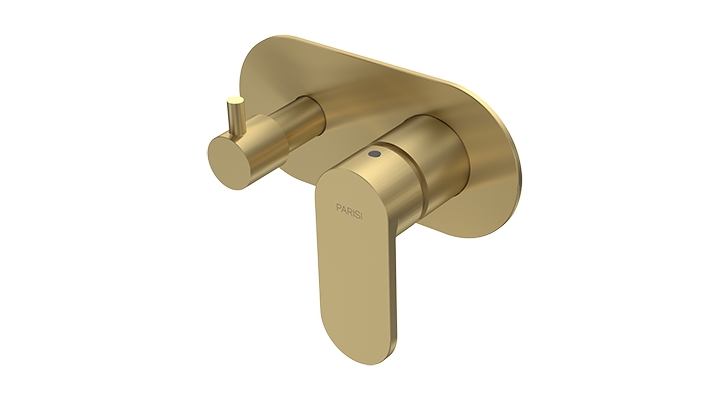 Parisi ABC II Wall Mixer with 2 Way Diverter - Brushed Brass