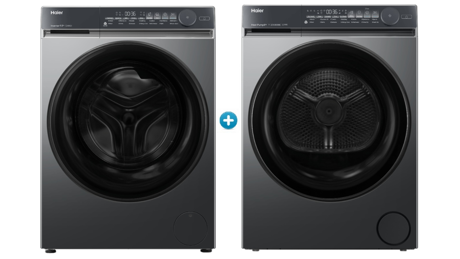 Haier 9.5kg 500 Series Front Load Washing Machine plus Heat Pump Dryer Package