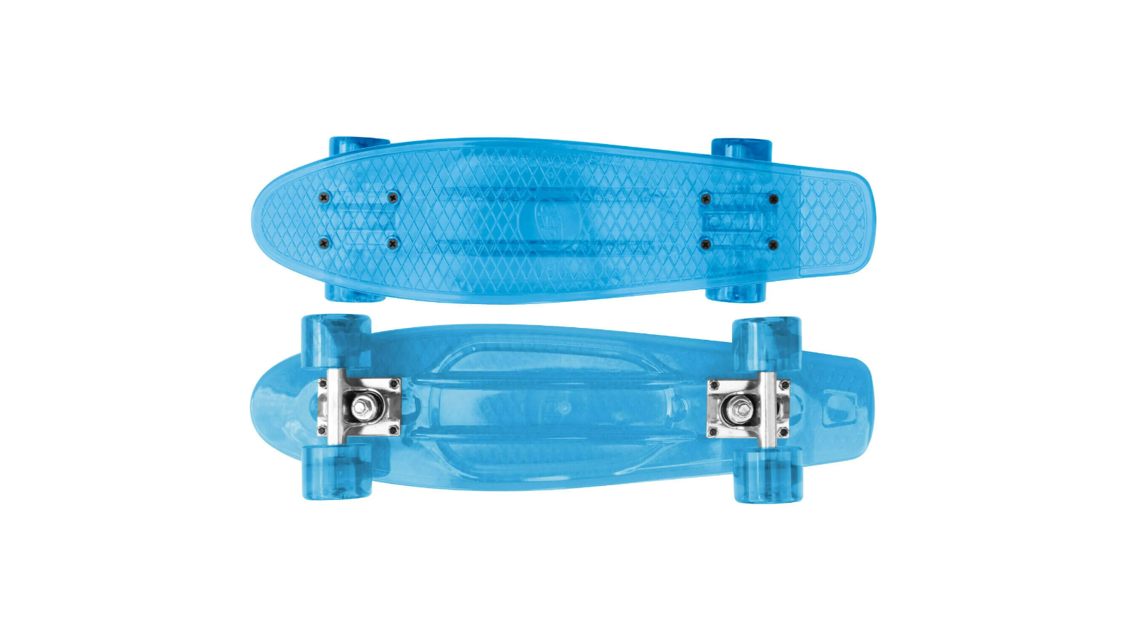Halo 22.5inch Transparent Retro Skateboard with Aluminium Truck and PU Injected Wheel - Blue