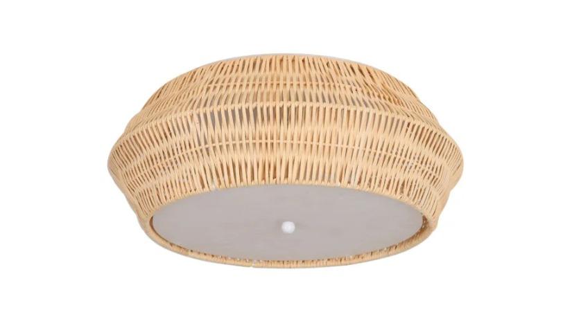 Luminea Halo Elegant Rustic Intricate Rattan Shade Pendant Light