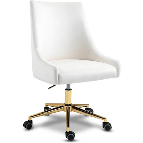 HomeStar Hamilton High Back Adjustable Velvet Office Chair - White/Gold