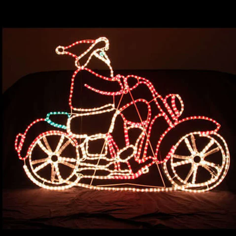 Hisen Santa on Harley Motorcycle Motif LED Rope Light Christmas