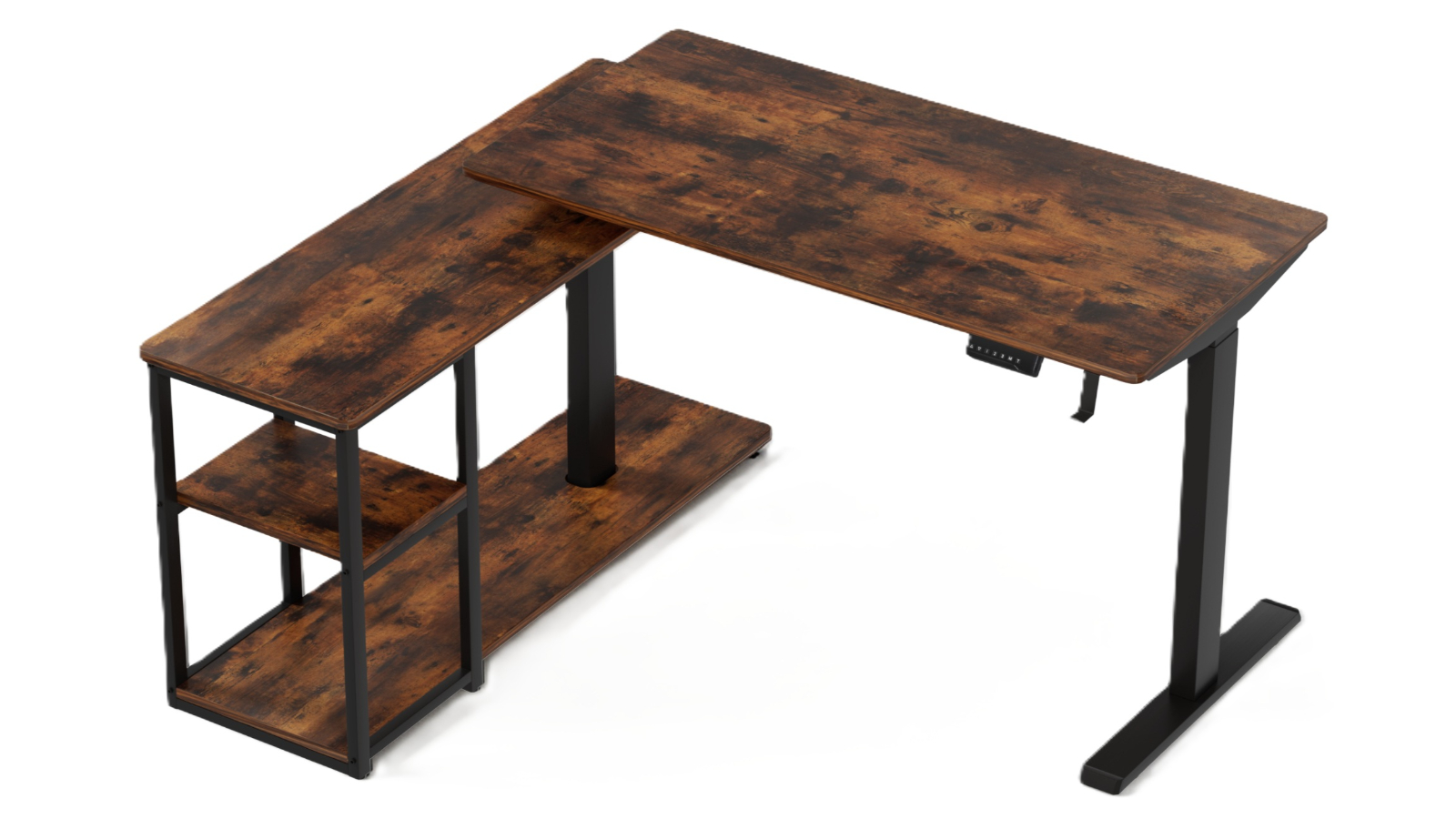 Artiss Rustic Brown Adjustable L-Shaped Electric Standing Desk - 120cm