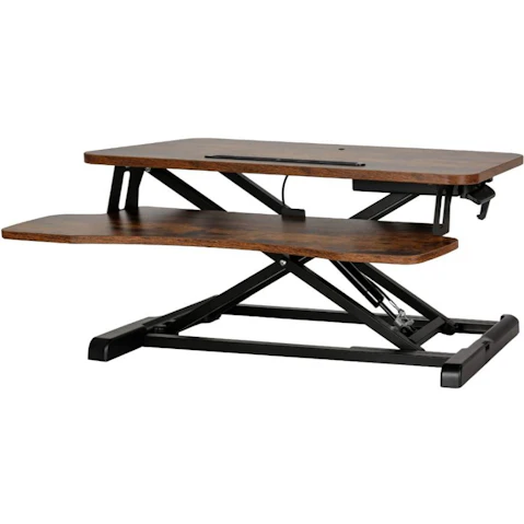 Artiss Sit-Stand Desk Riser Height Adjustable Computer - Rustic brown