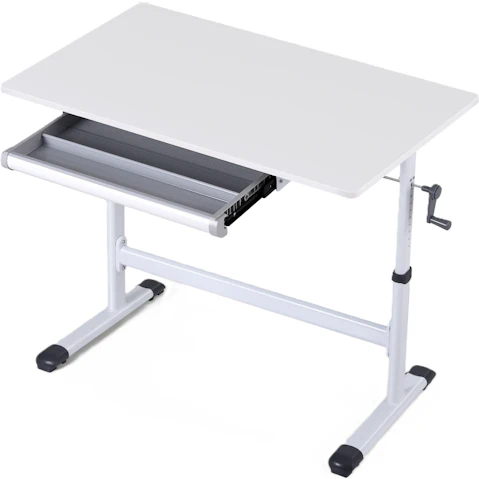 Artiss White Manual Height Adjustable Standing Desk - 100cm