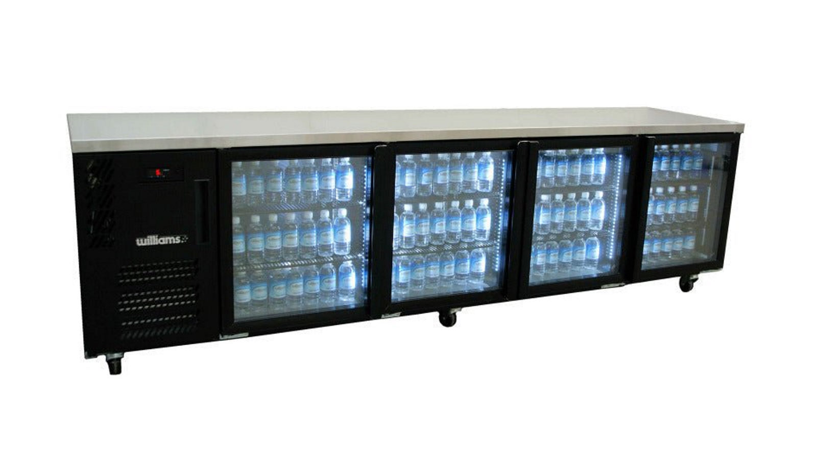Williams Boronia Four Door Black Colorbond Under Counter Display Refrigerator