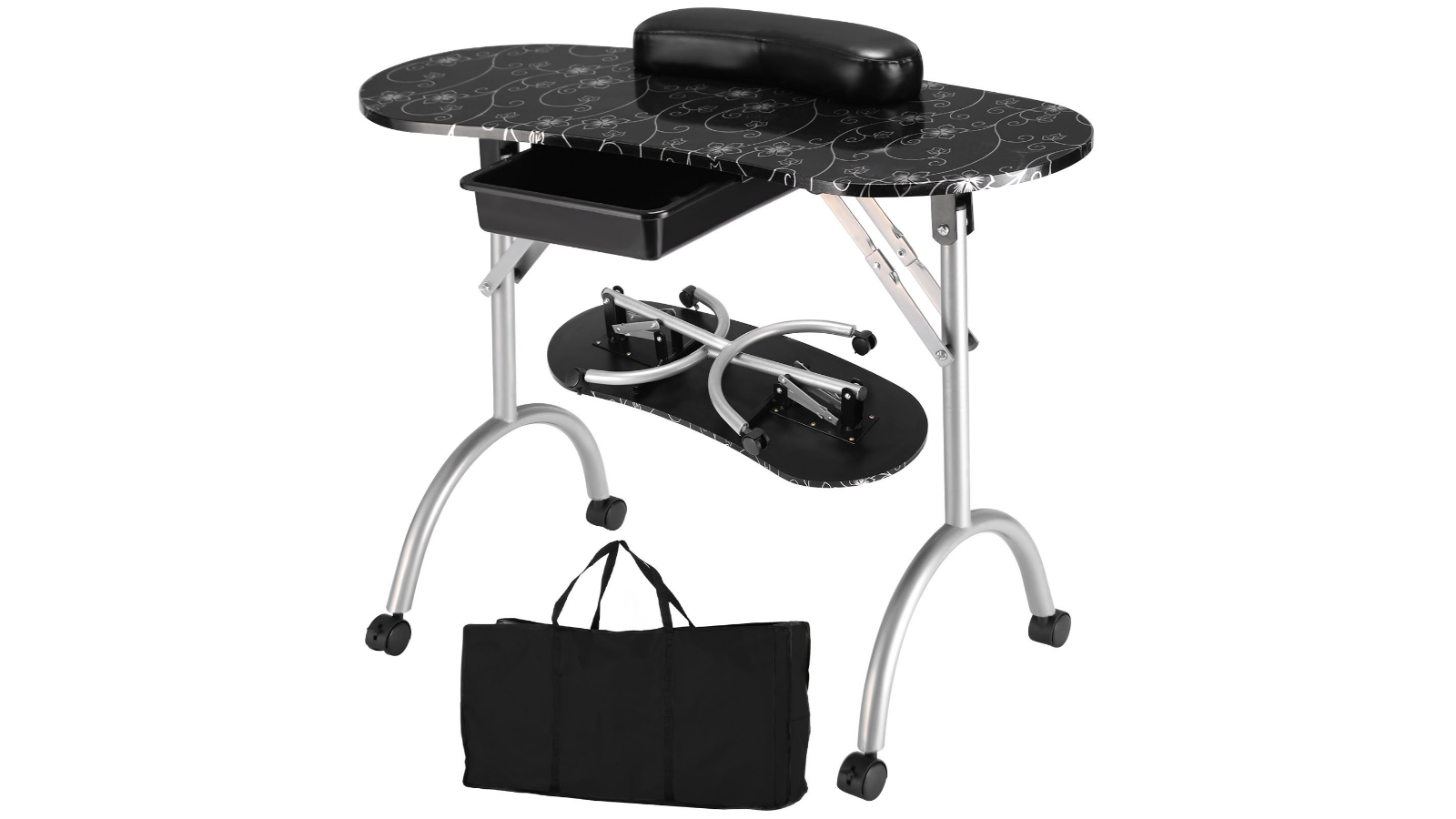 Costway Portable Station Manicure Nail Table -  Black