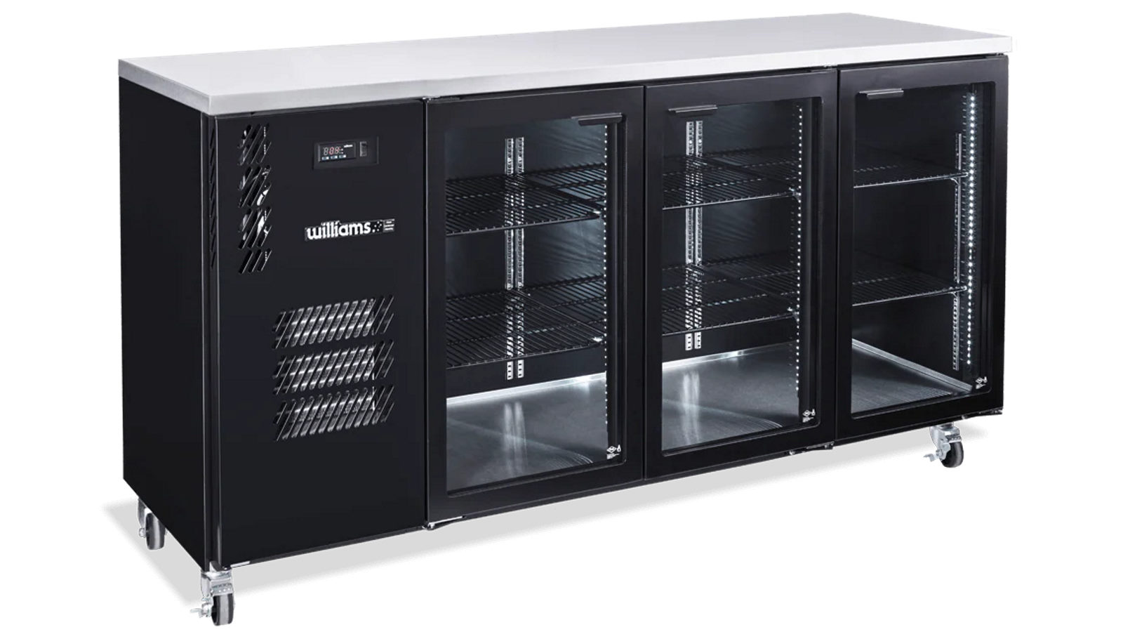 Williams Cameo Three Door Black Colorbond Under Counter Display Refrigerator