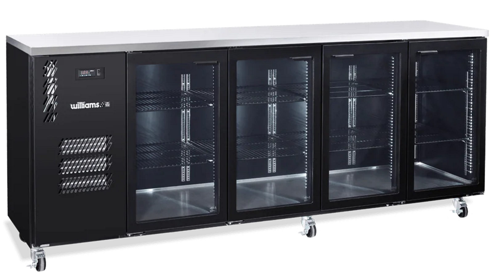 Williams Cameo Four Door Black Colorbond Under Counter Display Refrigerator