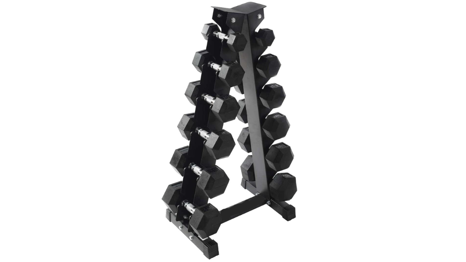 BRIXX 6 Pair 2.5 - 15kg Hex Dumbbell and Rack Set - 105kg Package