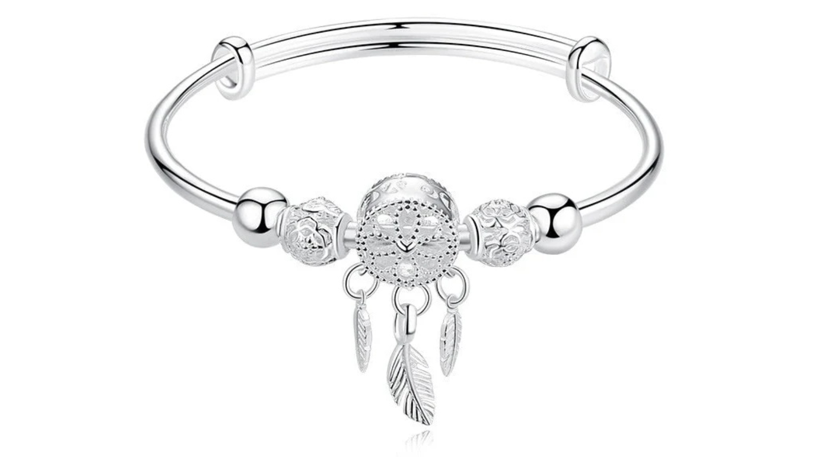 NNEOBA Feather Round Bead Charm Bracelet