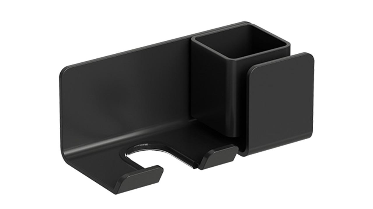 TODO Caddy Aluminium Wall Mounted Shelf Rust-Free Hair Dryer Holder - Black
