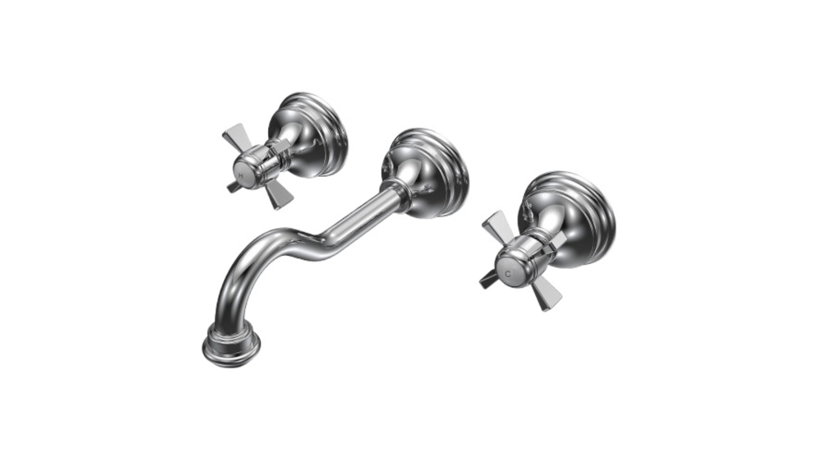Parisi Hermitage Basin/Bath Wall Set with 200mm Spout and Cross Handle - Chrome 