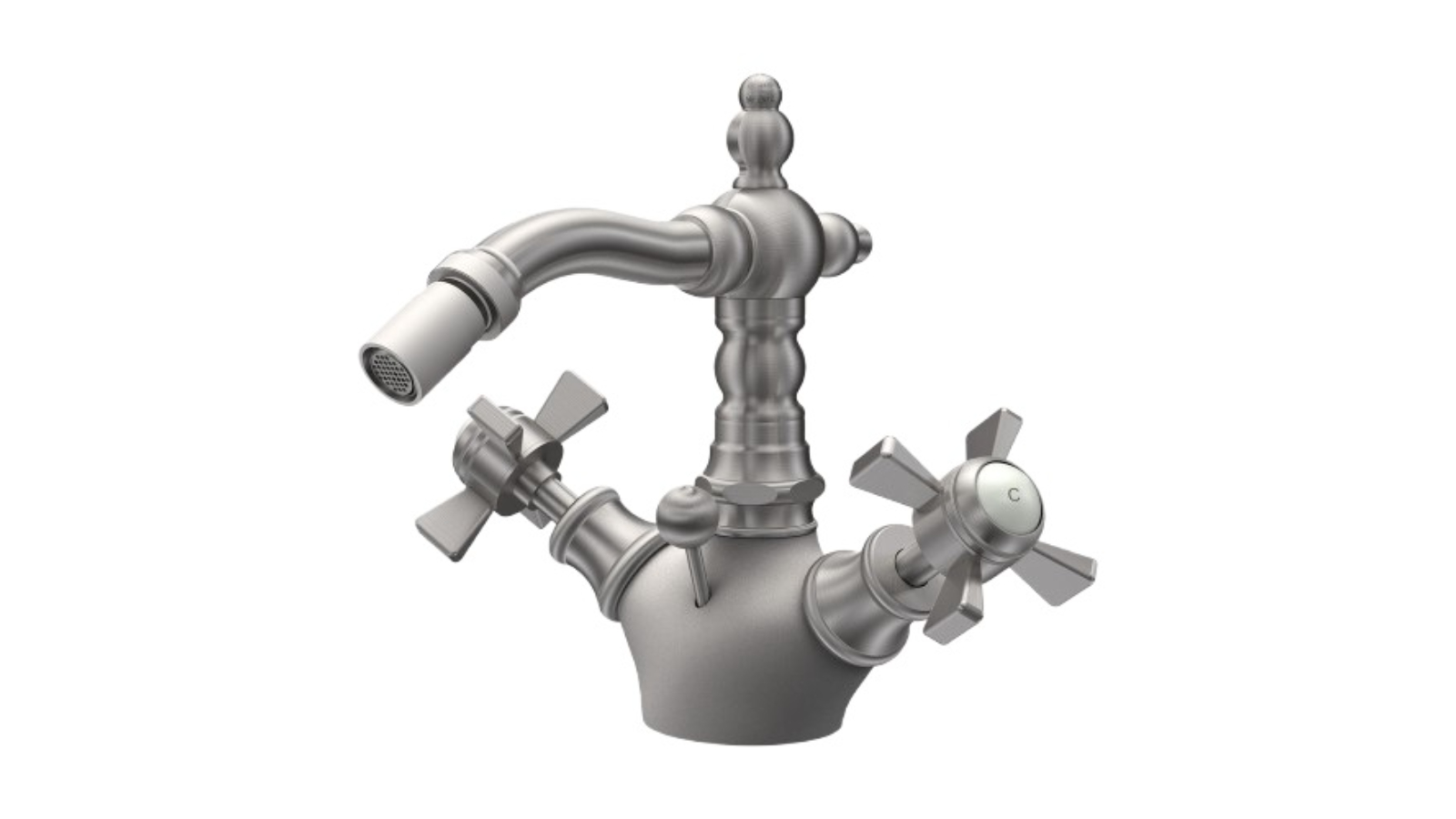 Parisi Hermitage Bidet Twinner with Cross Handle - Pewter
