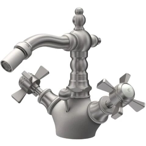 Parisi Hermitage Bidet Twinner with Cross Handle - Pewter