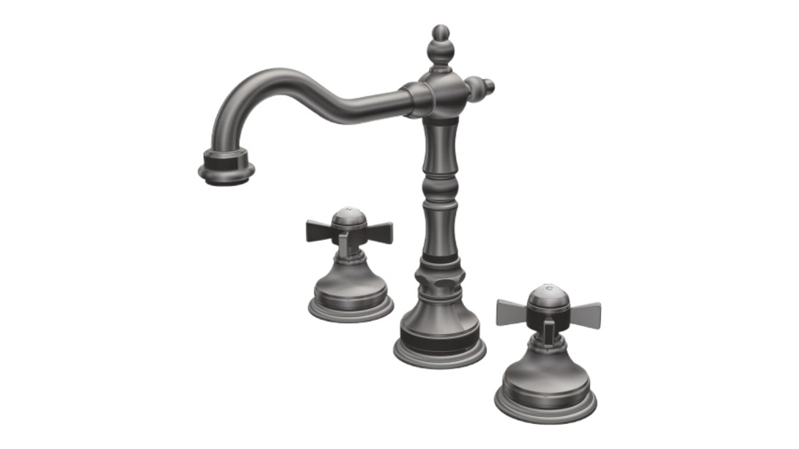 Parisi Hermitage Basin Set with Swivel Spout and Cross Handle - Pewter