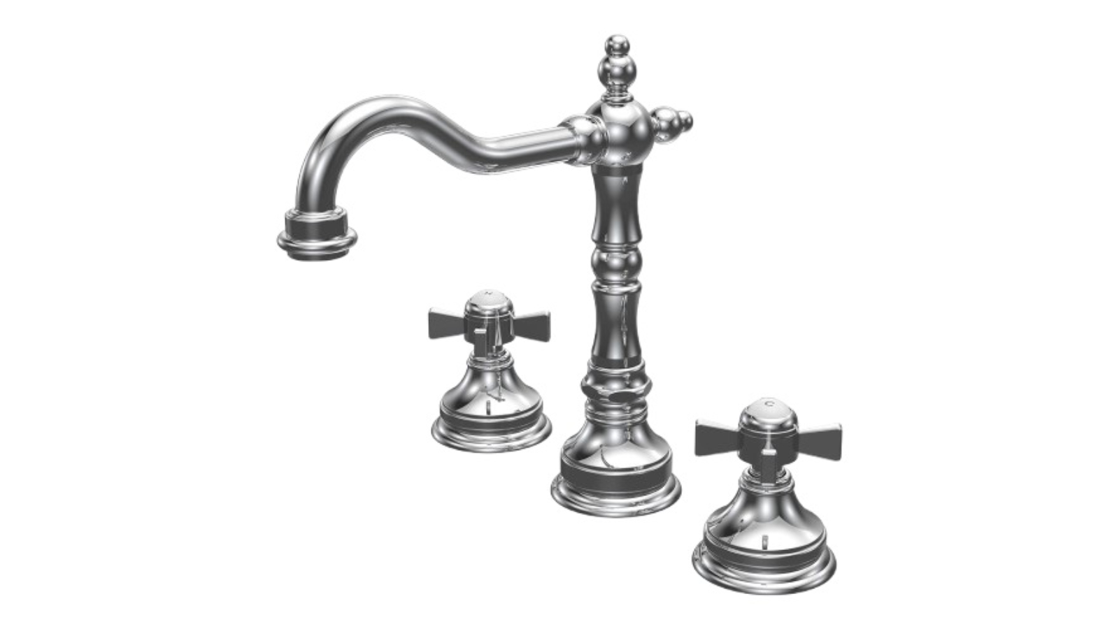 Parisi Hermitage Basin Set with Swivel Spout and Cross Handle - Chrome 