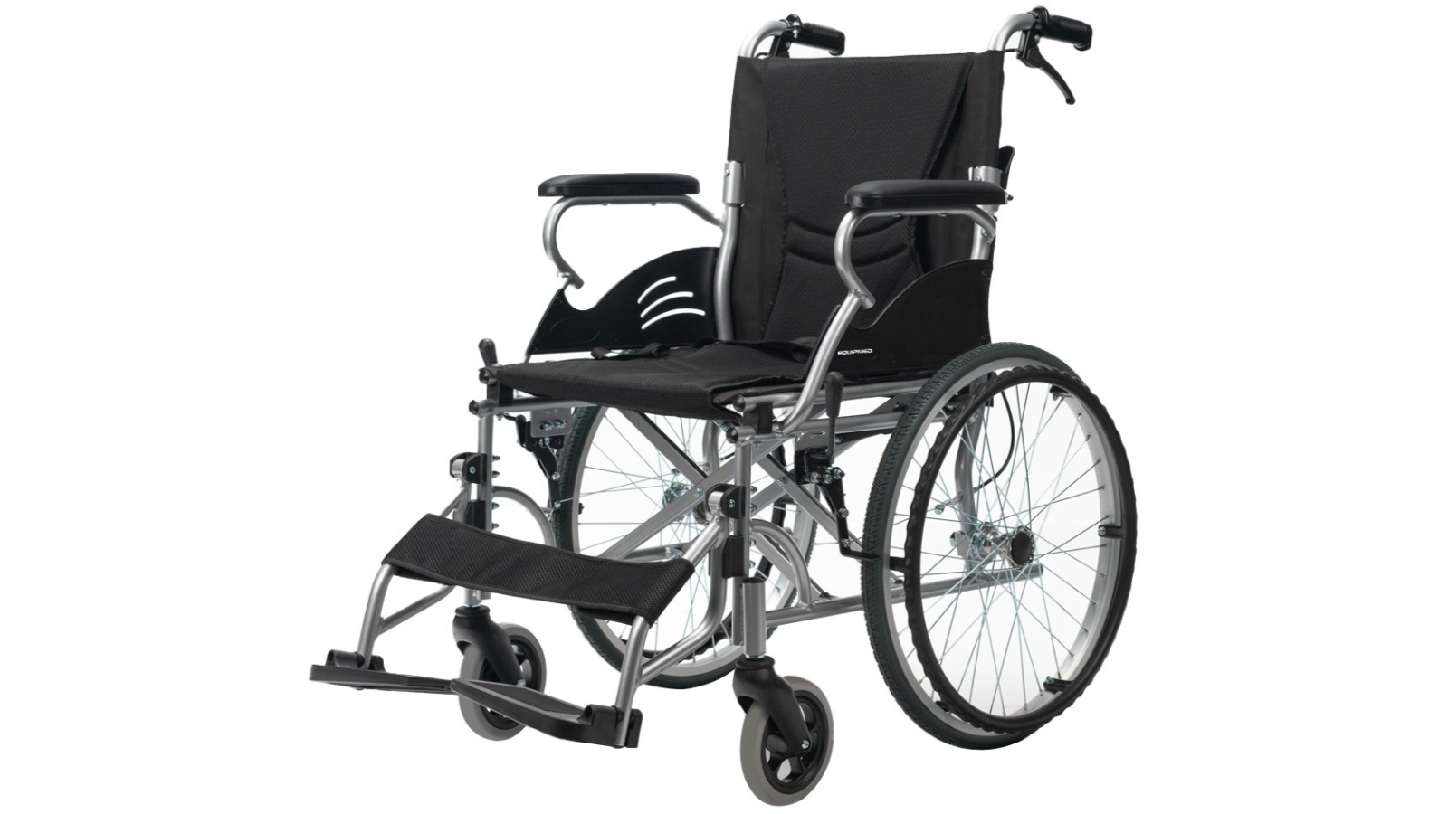Equipmed 20-inch Portable Aluminium Folding Wheelchair - Black