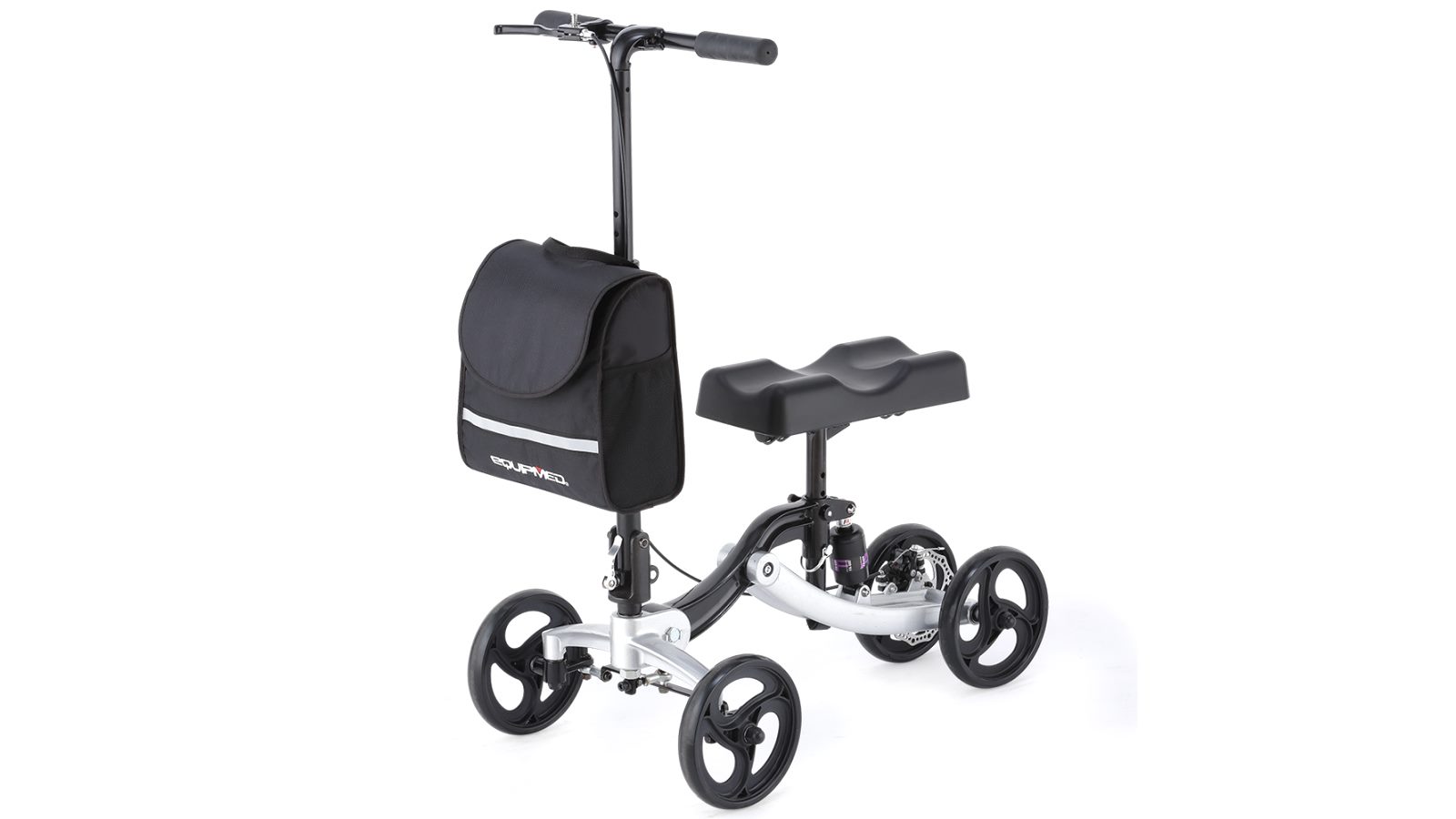 Equipmed Knee Scooter Walker - Black/Silver