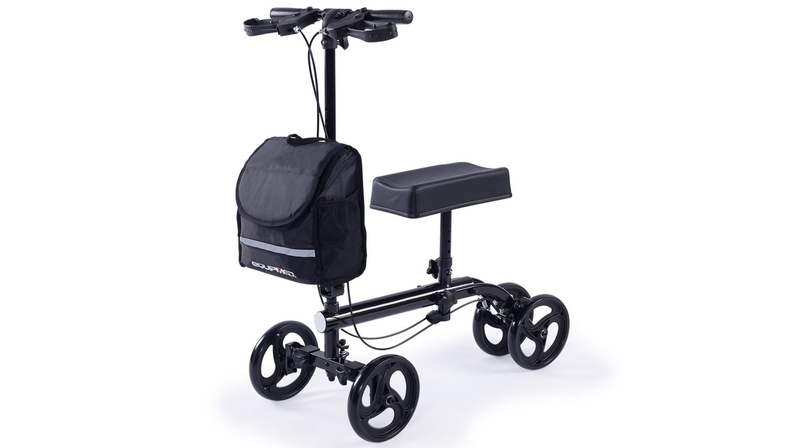 Equipmed Knee Scooter Walker with Bag - Black