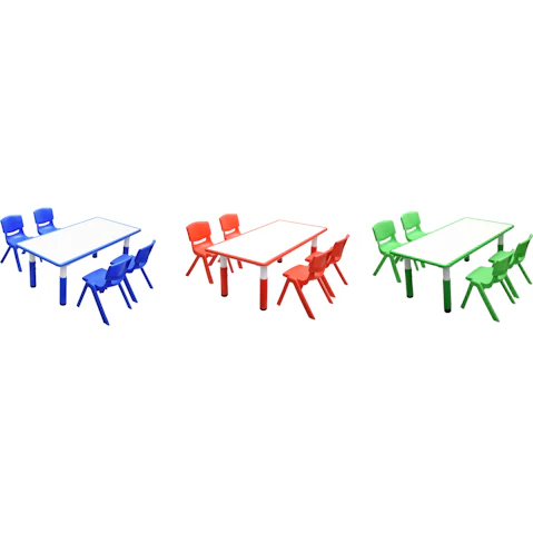 HelloDeal 120 x 60cm Kids Whiteboard Drawing Activity Table and 4 Chair Set