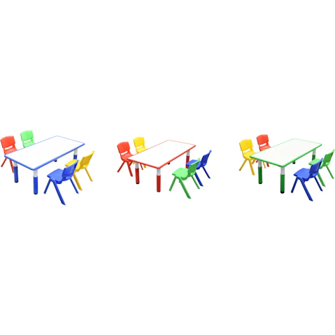 HelloDeal 120 x 60cm Kids Whiteboard Drawing Activity Table and 4 Mixed Chair Set