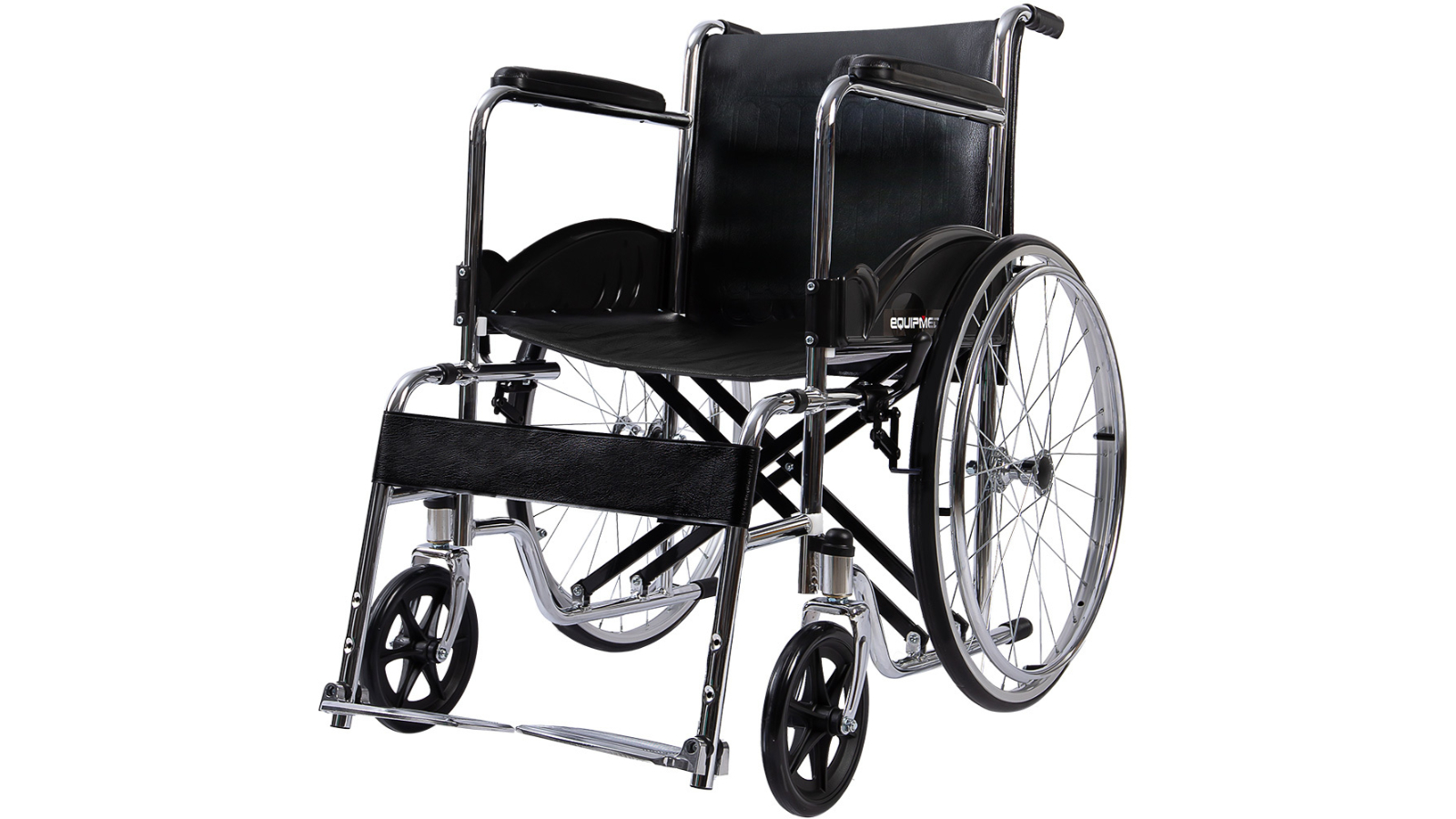 Equipmed 100kg Capacity Chrome Steel Frame Folding Wheelchair